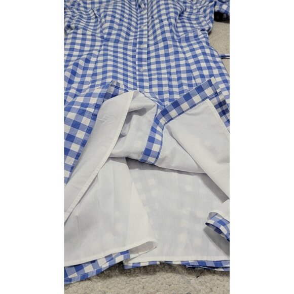 Talbots Womens Blue Checkered‎ A Line Belted Dress Button Front Lined Size 16 - Picture 9 of 12